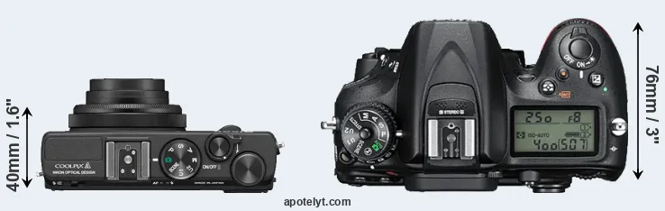 Compare Coolpix A versus D7200 top