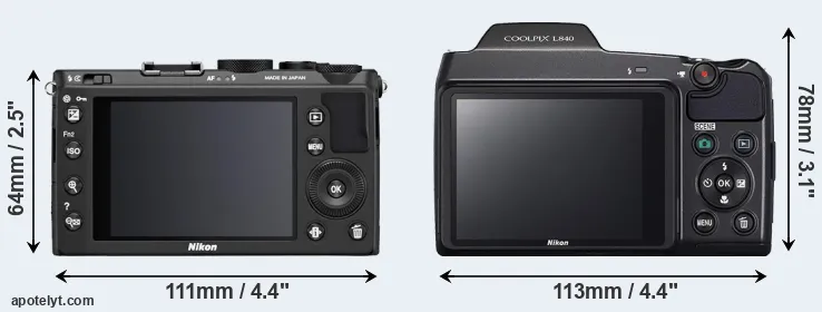 Comparison Coolpix A or L840 rear