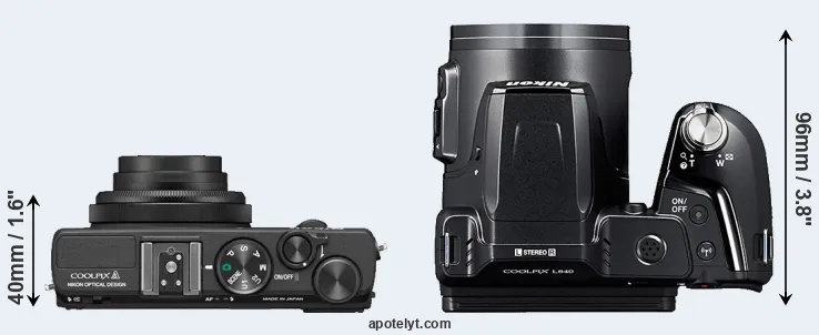 Compare Coolpix A versus L840 top