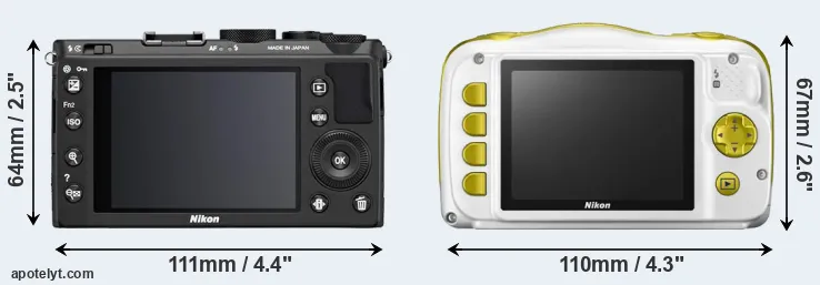 Comparison Coolpix A or W150 rear