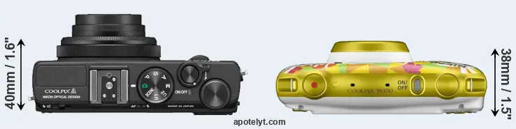 Compare Coolpix A versus W150 top