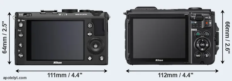 Comparison Coolpix A or W300 rear