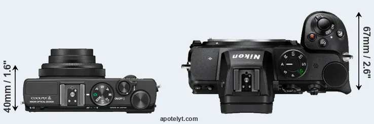 Compare Coolpix A versus Z5 top
