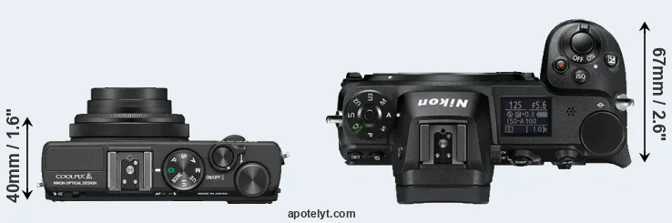 Compare Coolpix A versus Z6 top