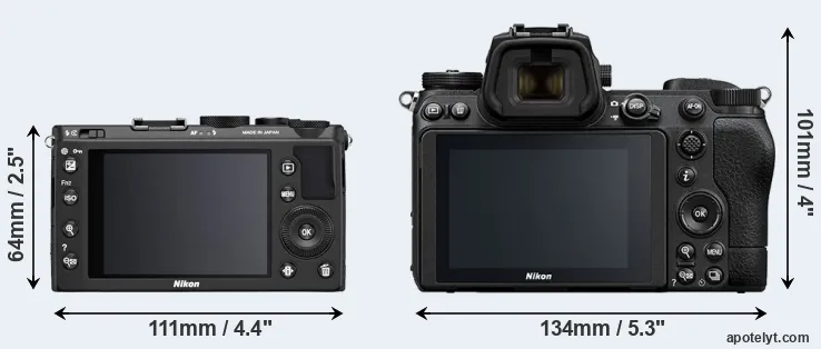 Comparison Coolpix A or Z7 II rear