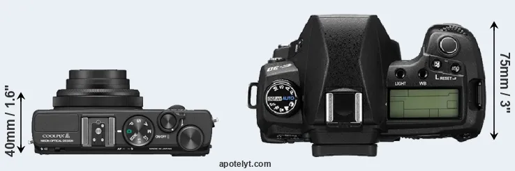 Compare Coolpix A versus E-30 top