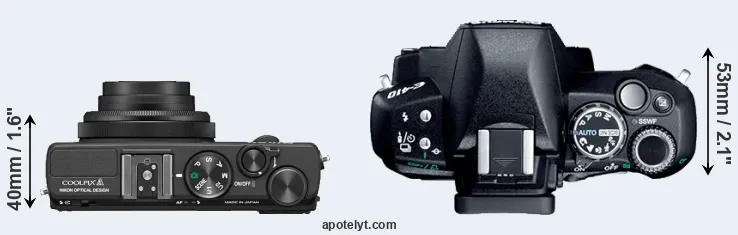 Compare Coolpix A versus E-410 top