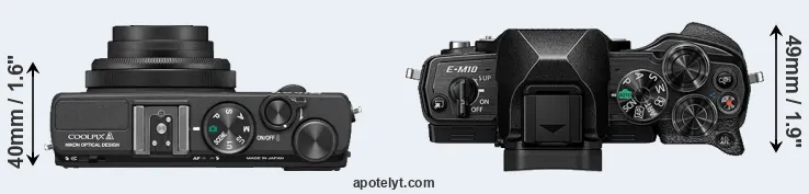Compare Coolpix A versus E-M10 IV top