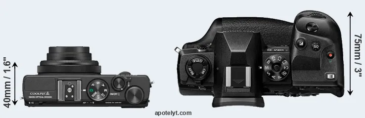 Compare Coolpix A versus E-M1X top