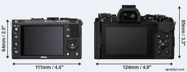 Comparison Coolpix A or E-M5 II rear