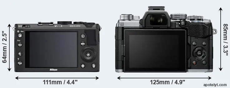 Comparison Coolpix A or E-M5 III rear
