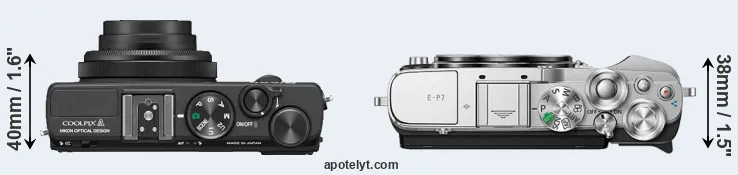 Compare Coolpix A versus E-P7 top