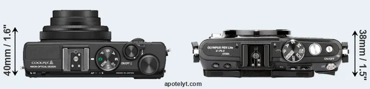 Compare Coolpix A versus E-PL5 top