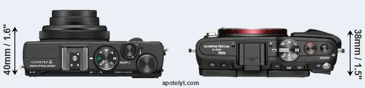Compare Coolpix A versus E-PL6 top