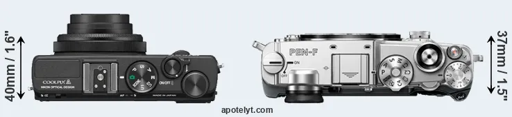 Compare Coolpix A versus PEN-F top