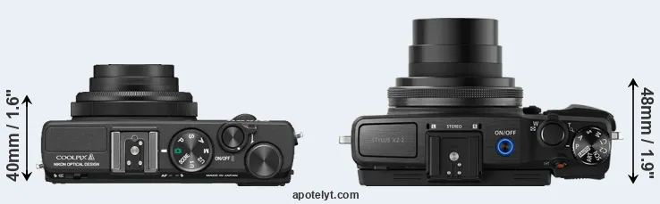 Compare Coolpix A versus XZ-2 top