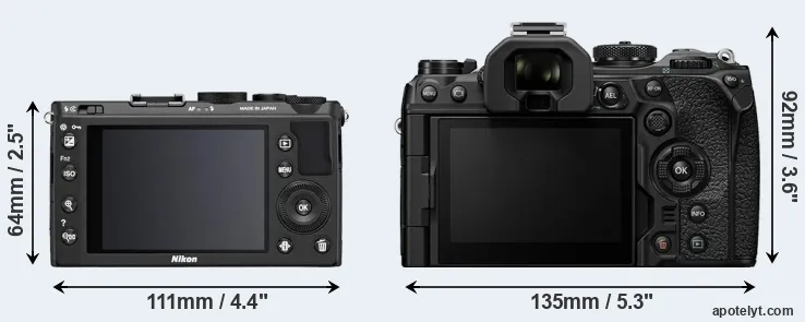 Comparison Coolpix A or OM-1 rear