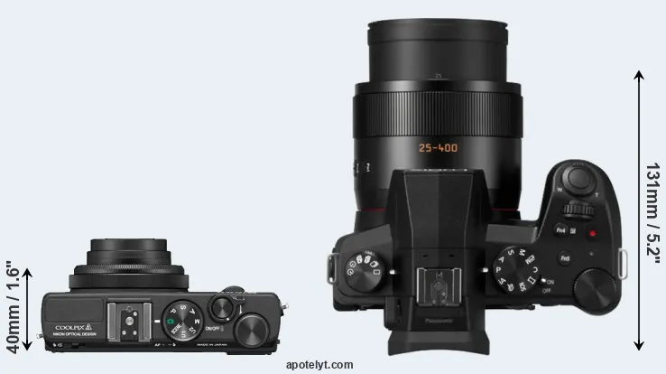 Compare Coolpix A versus FZ1000 II top