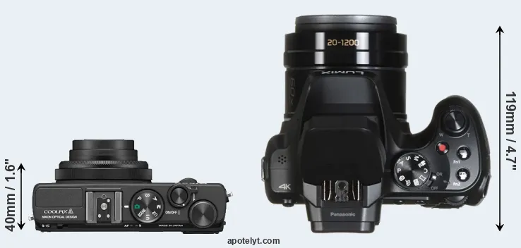 Compare Coolpix A versus FZ82 top