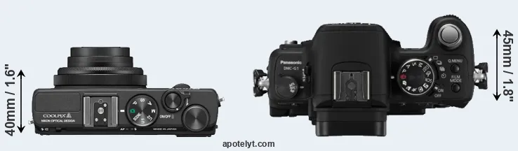Compare Coolpix A versus G1 top