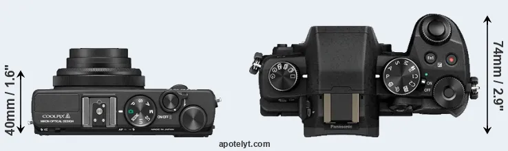 Compare Coolpix A versus G85 top