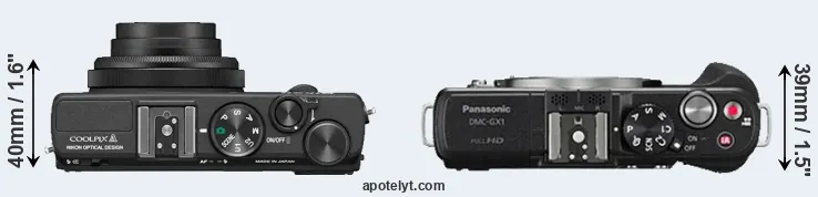 Compare Coolpix A versus GX1 top