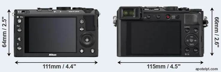 Comparison Coolpix A or LX100 II rear