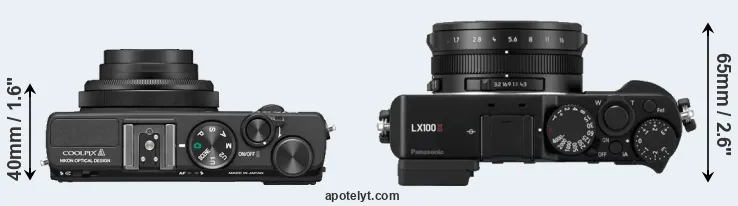 Compare Coolpix A versus LX100 II top