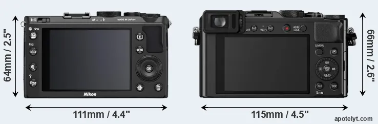 Comparison Coolpix A or LX100 rear