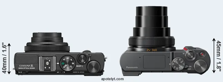 Compare Coolpix A versus TZ200 top