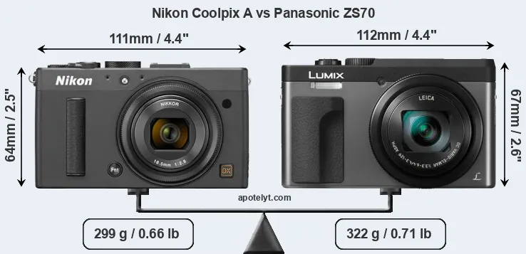 Size Nikon Coolpix A vs Panasonic ZS70