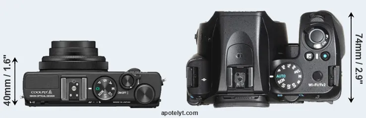 Compare Coolpix A versus K-70 top