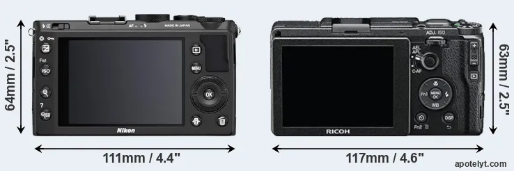 Comparison Coolpix A or GR II rear