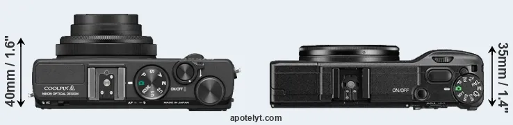 Compare Coolpix A versus GR II top