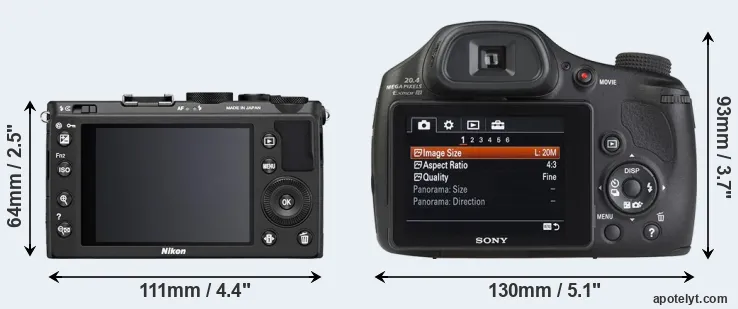 Comparison Coolpix A or HX350 rear