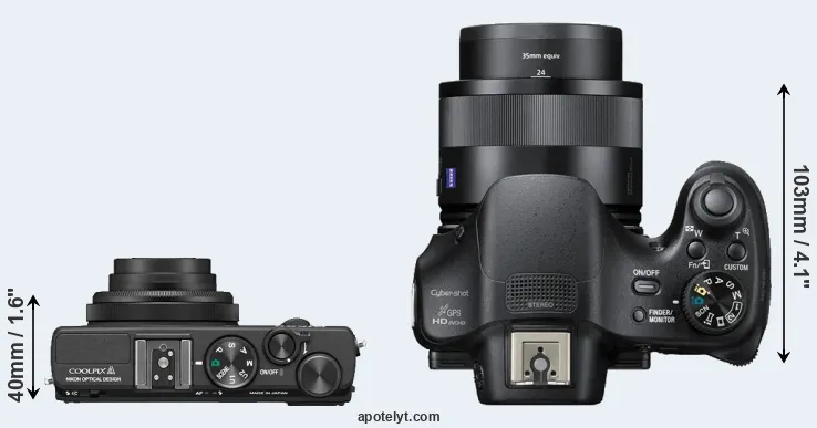 Compare Coolpix A versus HX400V top