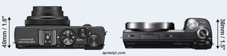 Compare Coolpix A versus NEX-5N top