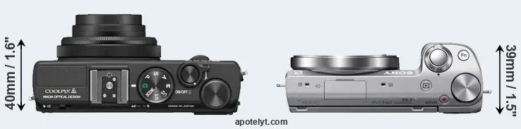 Compare Coolpix A versus NEX-5T top