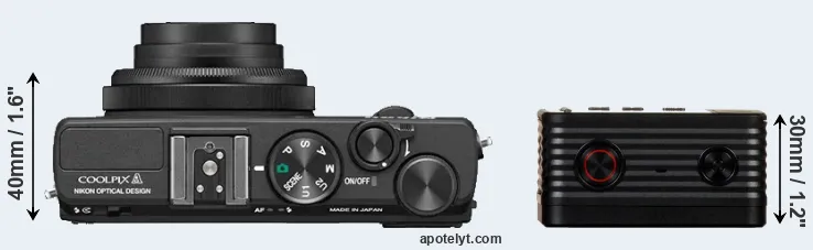Compare Coolpix A versus RX0 top