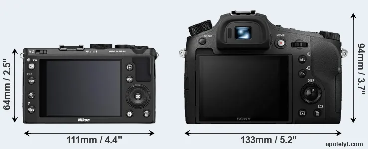 Comparison Coolpix A or RX10 IV rear