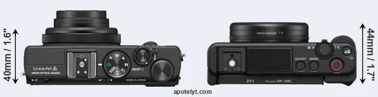 Compare Coolpix A versus ZV-1 top