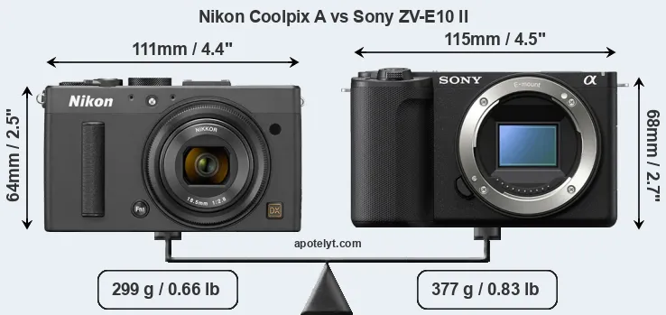 Size Nikon Coolpix A vs Sony ZV-E10 II