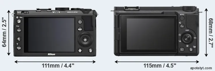 Comparison Coolpix A or ZV-E10 II rear
