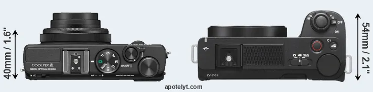 Compare Coolpix A versus ZV-E10 II top