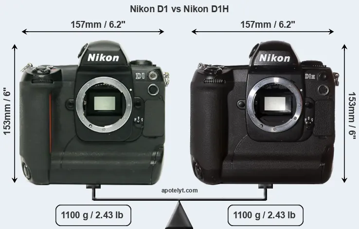 Size Nikon D1 vs Nikon D1H