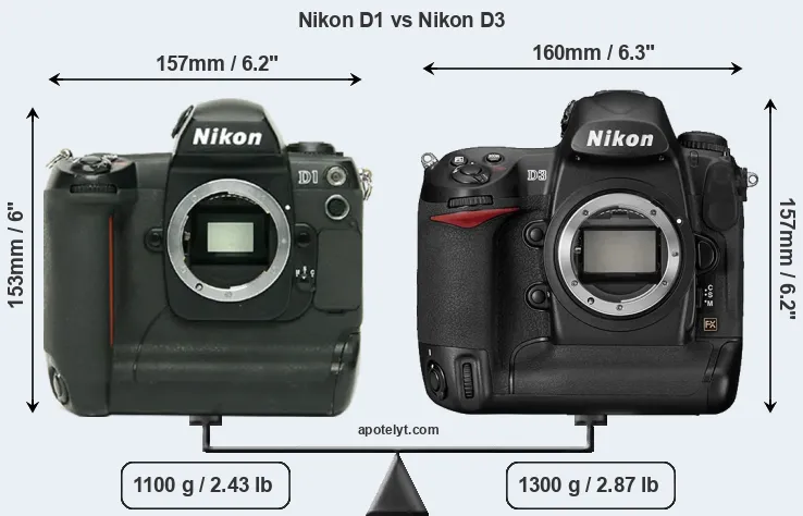 Size Nikon D1 vs Nikon D3