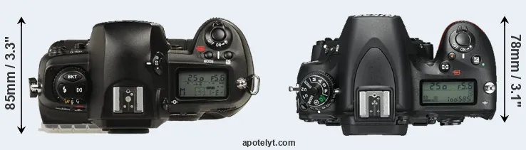 Compare D1 versus D750 top