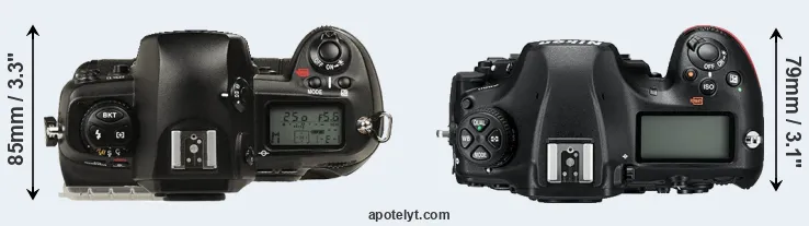 Compare D1 versus D850 top