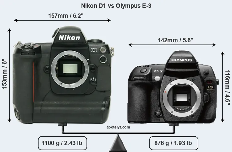Size Nikon D1 vs Olympus E-3