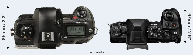 Compare D1 versus E-M1 II top